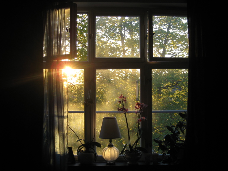 Отражение солнца в окне своей квартиры